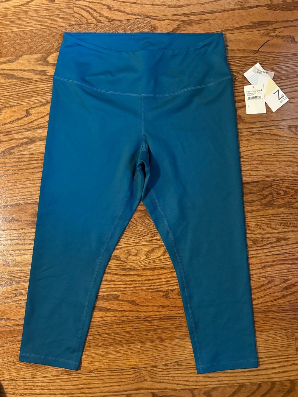 Z by Zella High Waist Crop Leggings Teal Blue Large NWT